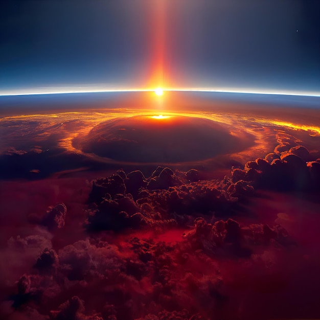 Nuclear bomb explosion Atomic explosion on planet earth view from space