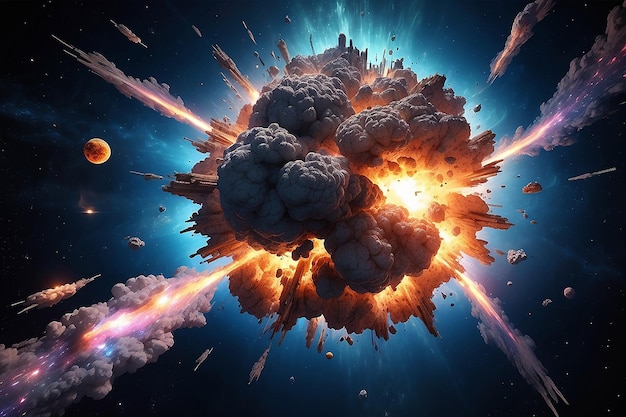 Photo nuclear bomb explosion in space generative ai