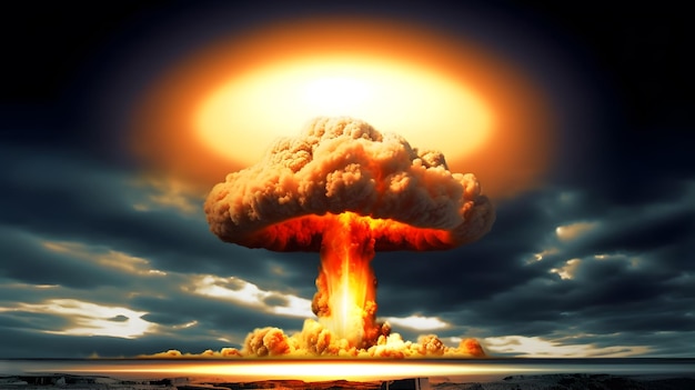 Nuclear bomb explosion during world war AI generated