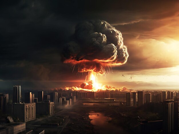 Nuclear Bomb Nuclear War Explosion over a city Generative Ai