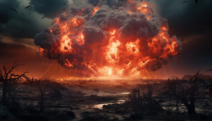 Photo nuclear disaster in the future scene
