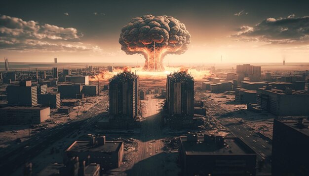 A nuclear explosion in the center of the city