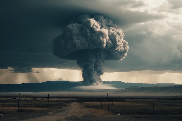 Nuclear explosion dramatic smoke Generate Ai