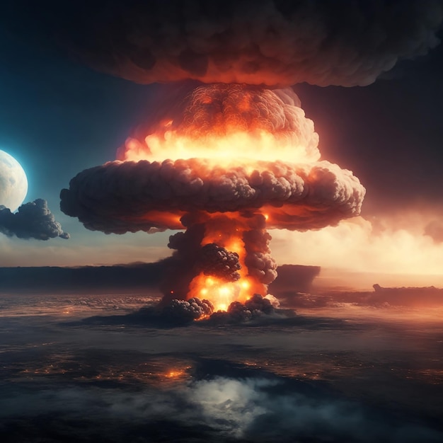 a nuclear explosion an explosion of colossal power a weapon of mass destruction