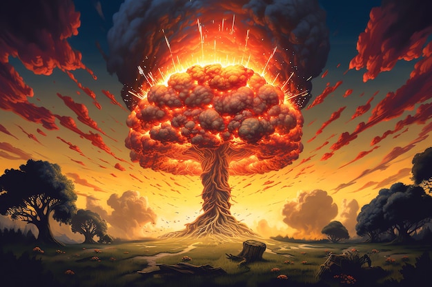 A nuclear explosion is shown in this illustration