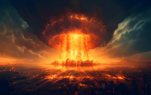 На этой иллюстрации показан ядерный взрыв.