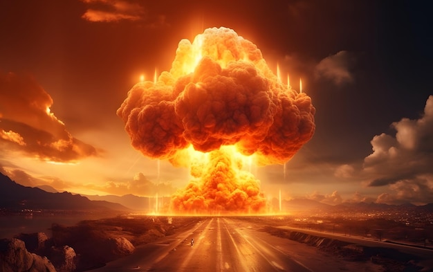 A nuclear explosion is shown in this illustration.