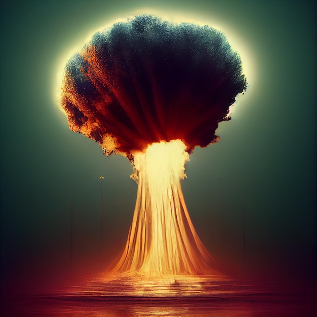 Photo nuclear explosion a large mushroom from the explosion ai generation