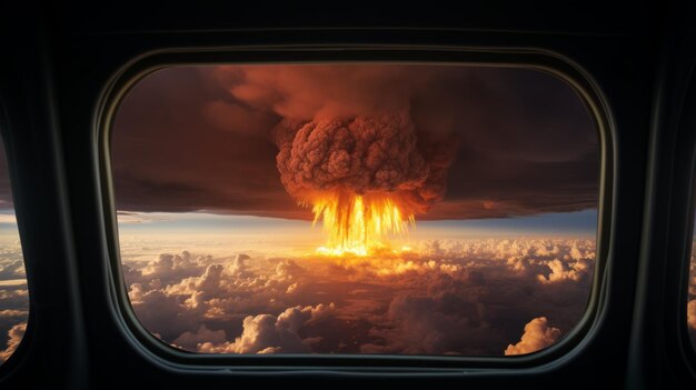 Photo nuclear explosion seen from airplane window