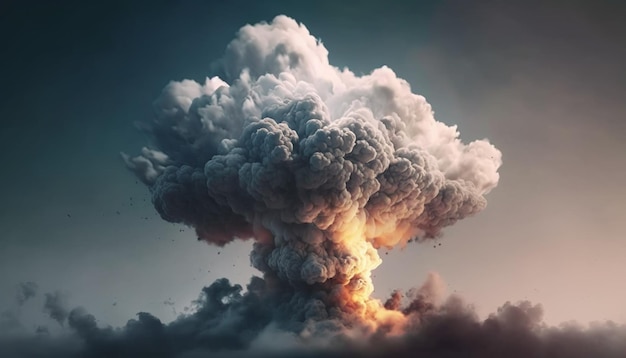 Nuclear Explosion and wave in sky Generative AI
