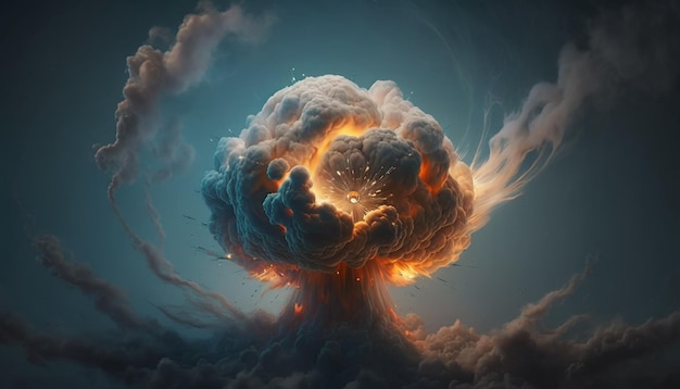 Nuclear Explosion and wave in sky Generative AI