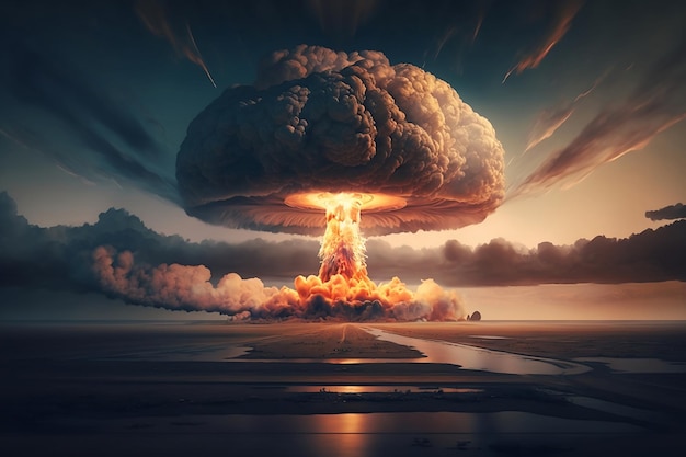 Nuclear explosion Word nuclear war Nuclear mushroom over water