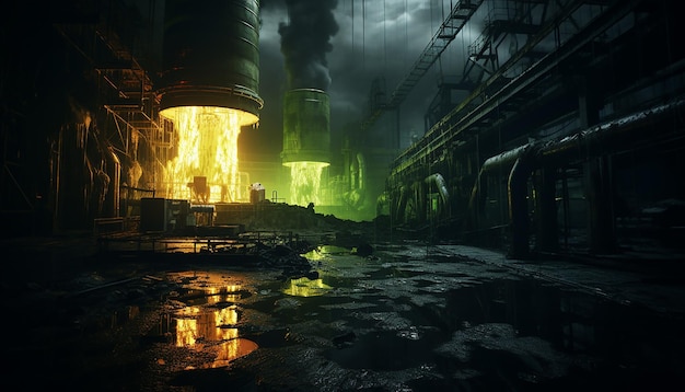 nuclear leak at the reactor in future scene