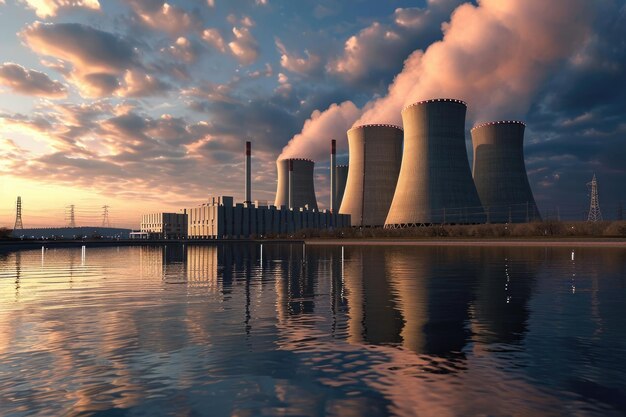 Nuclear Power Plant Digital Artwork Illustrating Energy Industry and Sustainability