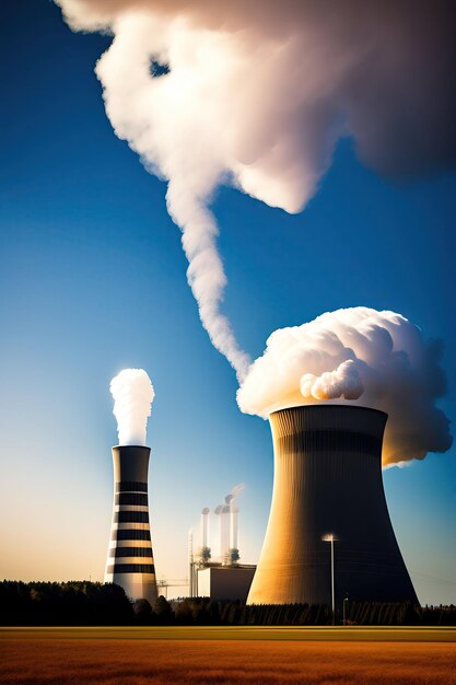 Nuclear power plant smoke clouds