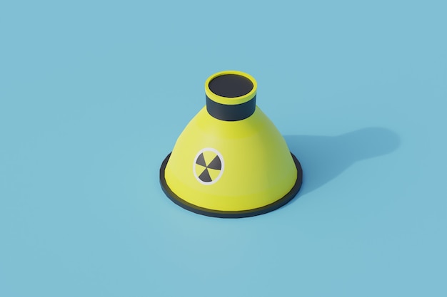 Nucleare singolo oggetto isolato. 3d render illustrazione isometrica