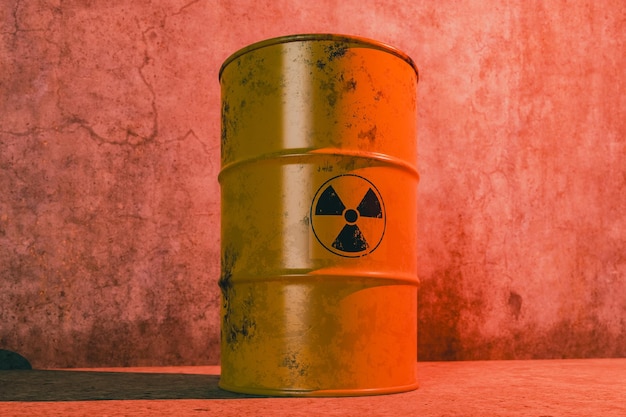 Nuclear waste barrel concept background image 3d rendering