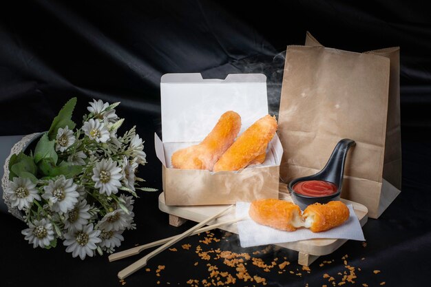 Nuggets, golden fried food, stuffed inside