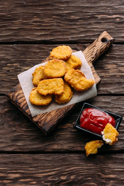 Photo nuggets on a wooden background