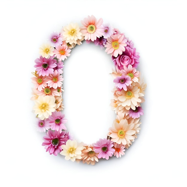 number 0 made of flowers generative ai