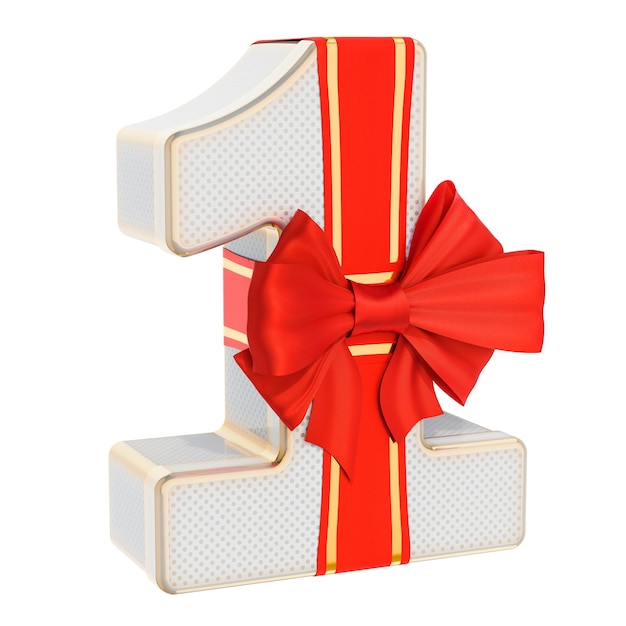 Premium Photo | Number 1 gift box shaped of a number one with red