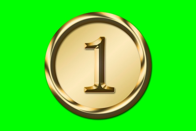 写真 緑の背景に金色の円に金色の番号 1 グラフィック リソースの概念