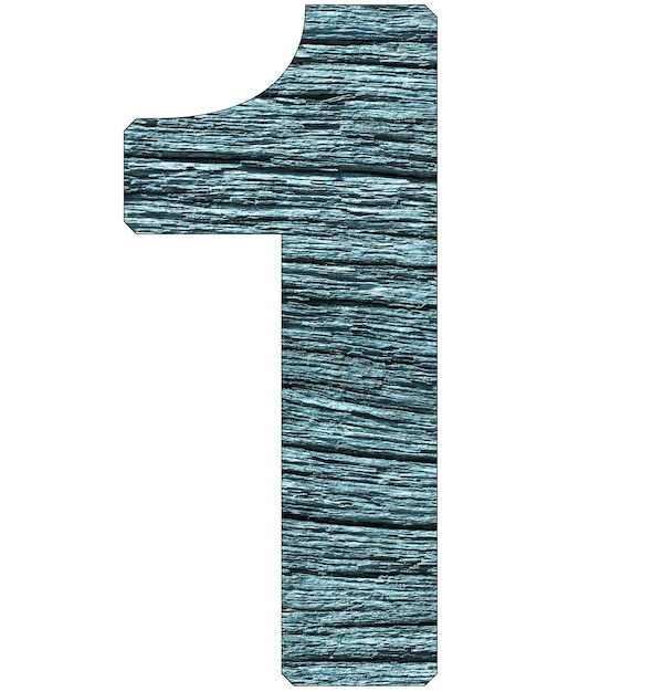 Number 1 on wooden background with blue tone