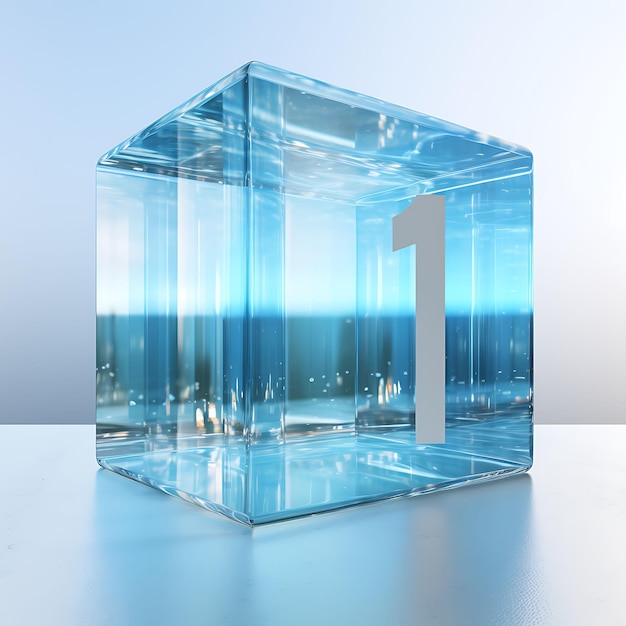 Number 11 and 1 3d render with glass material transparent and sleek clear backgr creative design