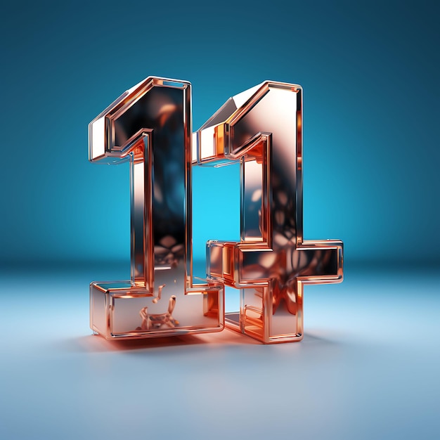 Number 11 and 1 3d render with titanium alloy material modern and durable metall creative design