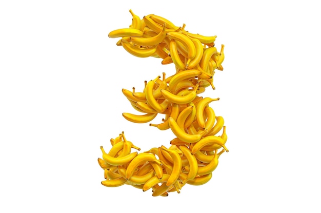 Number 3 from bananas 3D rendering