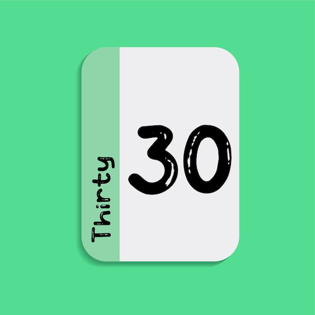Фото Номер 30 на блокноте светло-зеленый винтажный для концепции ideanumber 30 на блокноте светло-зеленый на английском и английском языках