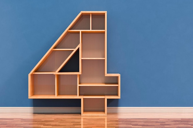 Number 4 as bookshelf in interior 3d rendering