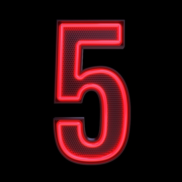 Number 5 Alphabet Retro 3d number isolated on a black background with Clipping Path 3d illustration