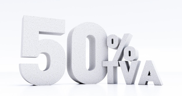 3D로 작성된 50% TVA, 흰색 배경에 격리된 50% TVA, 3D 렌더링