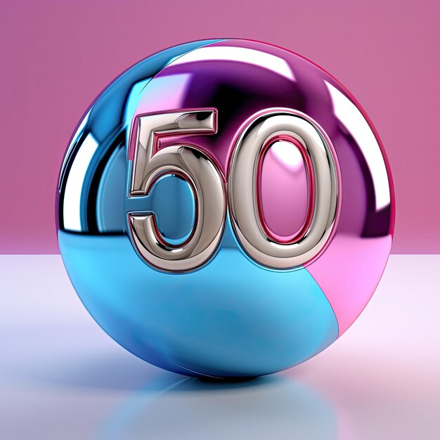 The number 50 on a pink and blue background