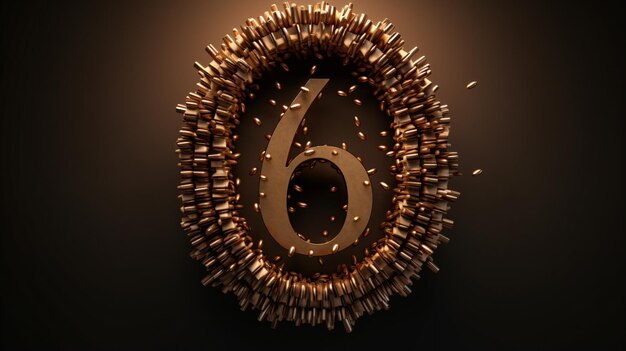 Number 6 made from bullets