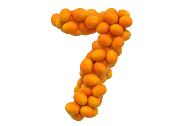 Number 7 from oranges 3D rendering