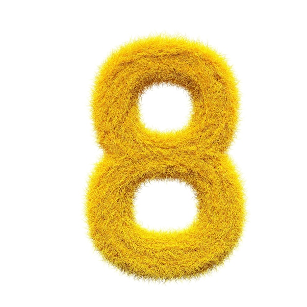 Photo the number 8 is yellow on a white background