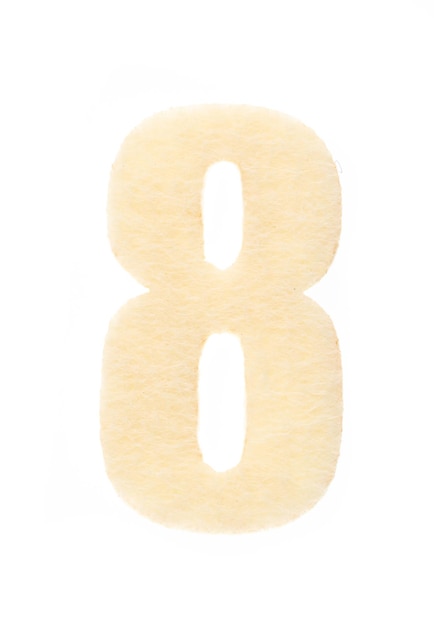 Number 8 made of felt isolated on white background