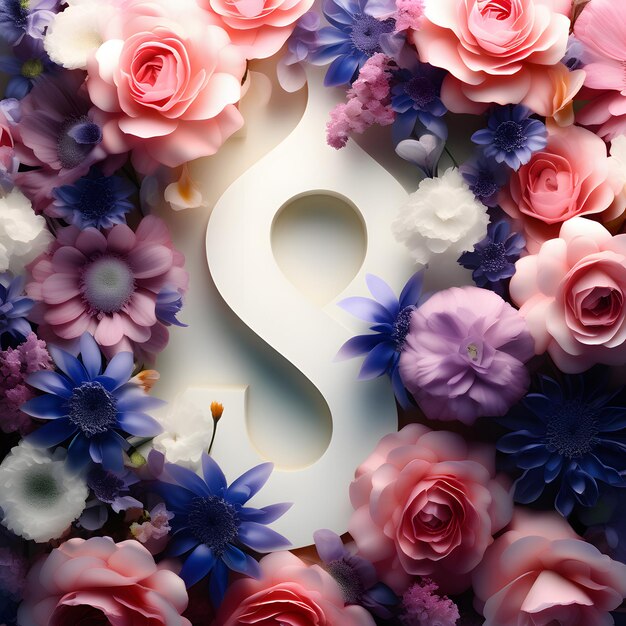 Фото Номер 8 с цветами, которые символизируют день женщины 8 марта