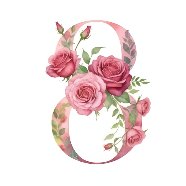 Number 8 with flowers