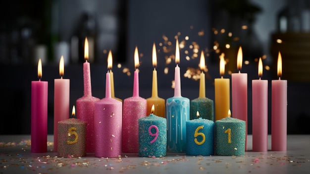 A number 9 candle with the number 9 on it