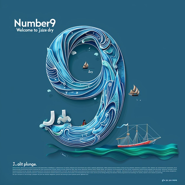 Number 9 gradient colorful design illustration