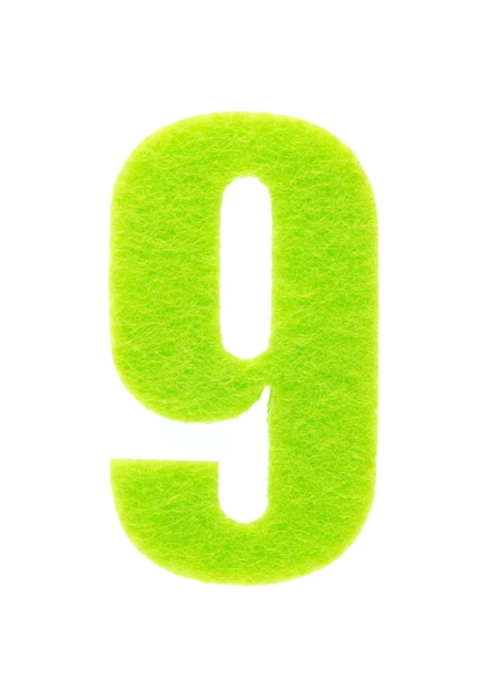 Number 9 made of felt isolated on white background