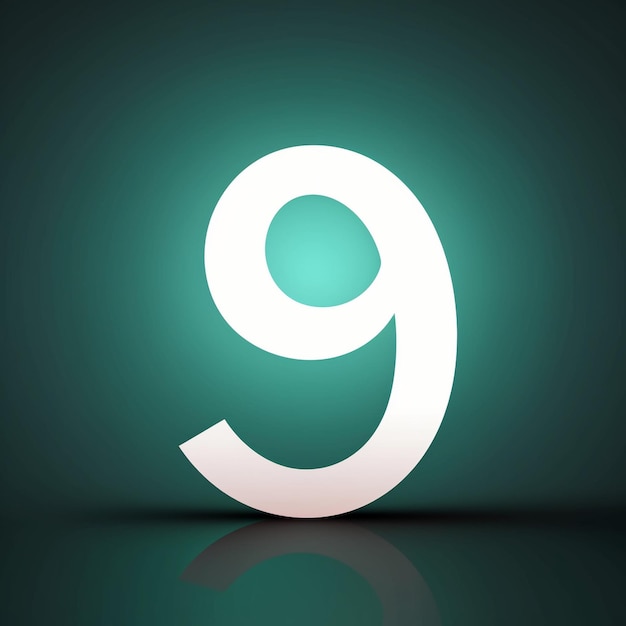 number 9 minimalistic style isolated