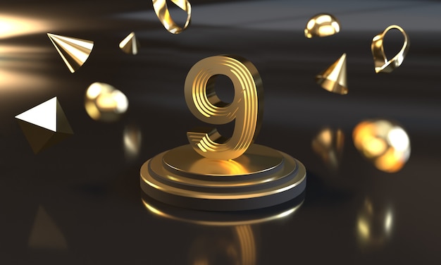 Number 9 with Gold StyleEffect