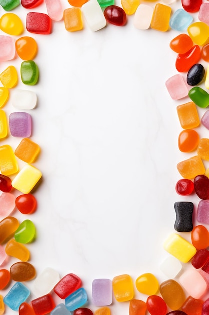 a number of colorful candy arranged in a row with the number 1 on the bottom