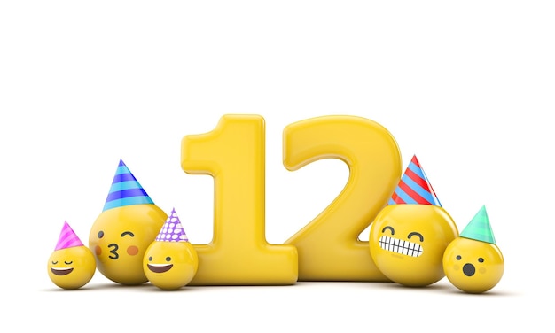 Number emoji birthday party celebration d render