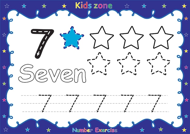 Number exercise with cartoon coloring book kids' illustration