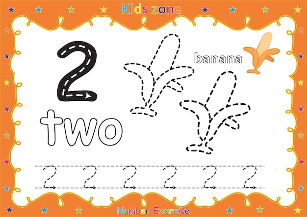 Number exercise with cartoon coloring book kids' illustration